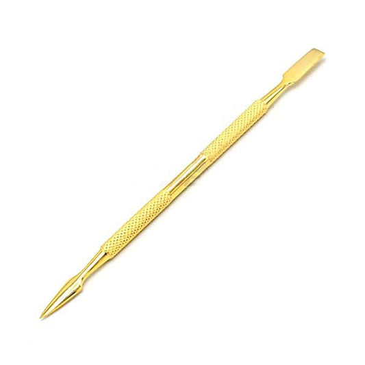 Gold Cuticle Pusher Manicure Gel Nail Art Removal Tool Dual Scraper