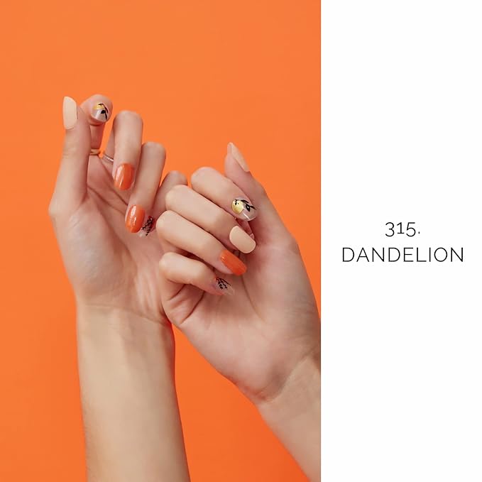 NAILOG Semi Cured Gel Nail Strips, Extra Long Nail Polish Strips (20 Peices), Long Lasting Semi Cured Nail Stickers with Soft Glossy Gel Finish, Dandelion