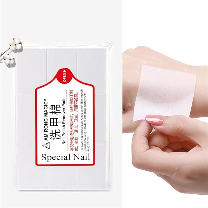 Nail Cotton Pads -600PCS Lint Free Gel Nail Polish Removers Eyelash Extension Glue Cleaning Wipes, WipesNail Art Gel Lint Free Nail Wipes (White)