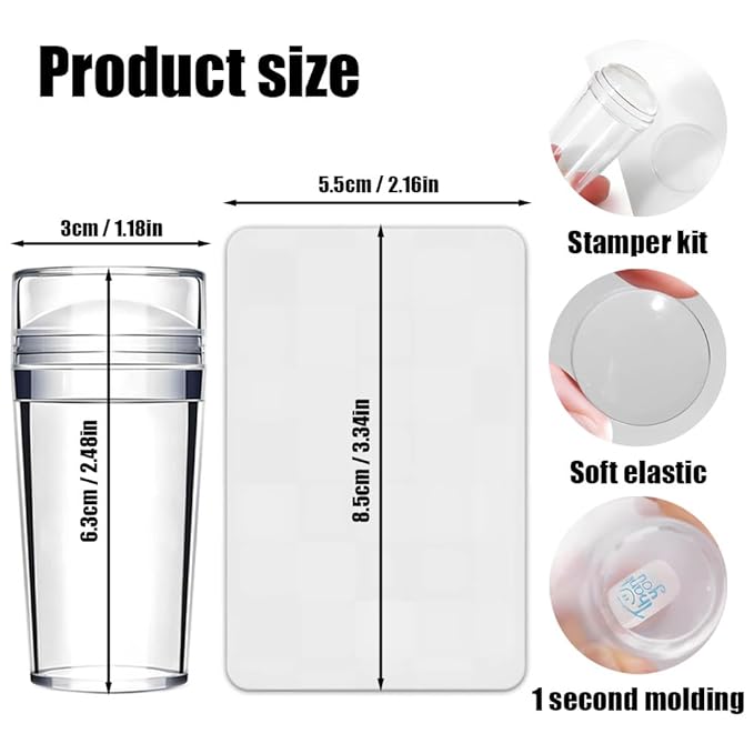 French Tip Tool,Nail Art Stamper Kit,Clear Silicone Stamping Jelly With Scraper,French Tip Stamp For Manicure Home DIY Nail Tips(2 PCS)