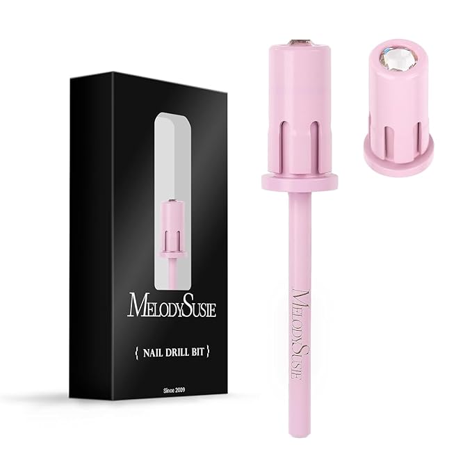 MelodySusie Crystal Top Mandrel Bit for Nails, 3/32'' Easy Off Nail Drill Bits for Sanding Bands, Suitable for Acrylic Nails Gel Manicures and Pedicures, Rose PinK
