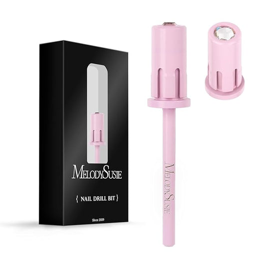 MelodySusie Crystal Top Mandrel Bit for Nails, 3/32'' Easy Off Nail Drill Bits for Sanding Bands, Suitable for Acrylic Nails Gel Manicures and Pedicures, Rose PinK
