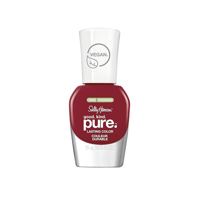 Sally Hansen Good. Kind. Pure. Nail Polish | Plant-Based, Vegan, 16-Free Formula | Opaque, Shiny | 320 Cherry Amore | Classic Red Nail Color