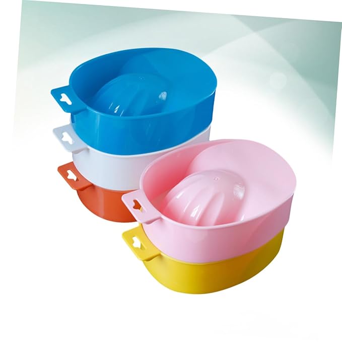 Mikinona 5pcs Nail Care Bowl Soak Tray for Manicure Nail Polish Remover Random Colors for Home Salon Use Fits Nails for Cuticle Softening Tip Removal