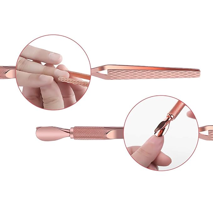 SILPECWEE 1Pc Metal Nail Cuticle Pusher C Curve Nail Pinching Clips Nail Pusher Fingernail Scraper False Nail Shaping Tweezers Gel Nail Polish Remover Multi-Function Manicure Tools