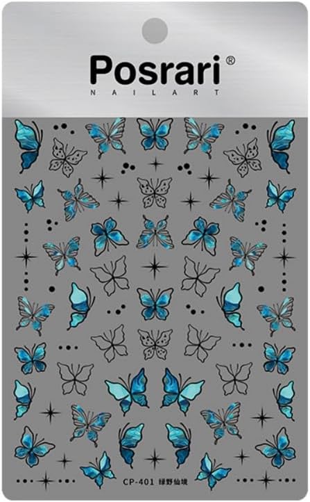 Butterfly Nail Stickers 5D Embossed Gold Green Butterfly Nail Art Sticker Self Adhesive Nail Decals Summer Nail Art for Women Girls Manicure DIY Nails Supplies