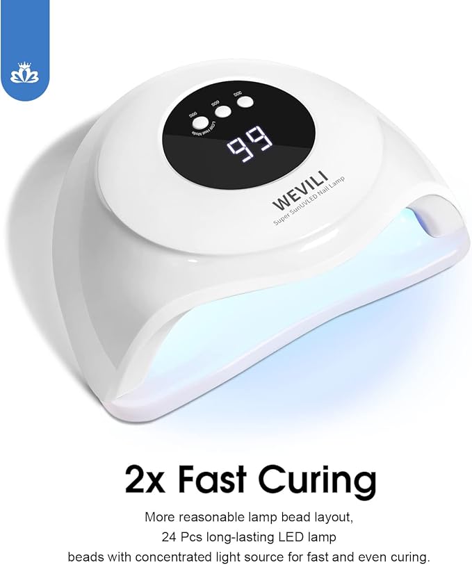 72W UV Nail Lamp, UV Light for Gel Nails with Smart Sensor, 3 Timer Settings & LCD Display, Portable Fast Curing Nail Dryer for Salon and Home Use (White)