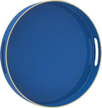 13" Blue Decorative Tray, Plastic Round Serving Tray by MAONAME