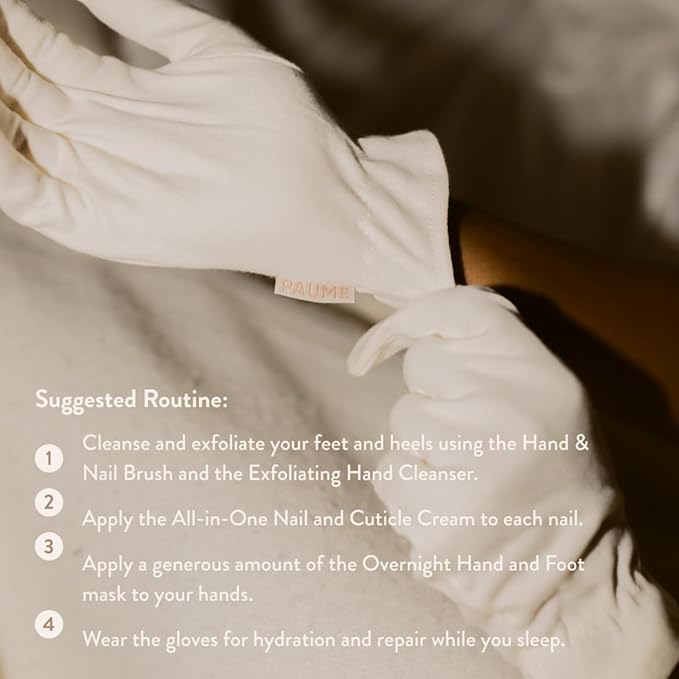 PAUME Hand & Foot Rescue Kit, Overnight Hydration Mask, All-In-One Cuticle & Nail Cream, Overnight Gloves and Socks, Deep Moisture for Dry, Cracked Hands & Feet