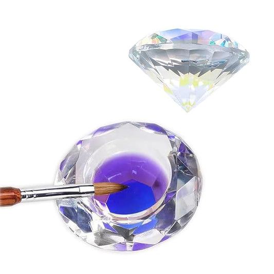 Nail Dappen Dish with Lid, ForSewian Crystal Glass Nail Monomer Dampen Dish Holder for Nail Acrylic Liquid & Powder