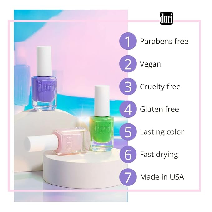 duri Nail Polish, 676 Marrakech Magic, Pastel Mint Green, Full Coverage, Glossy Finish, Quick Drying, 0.45 Fl Oz