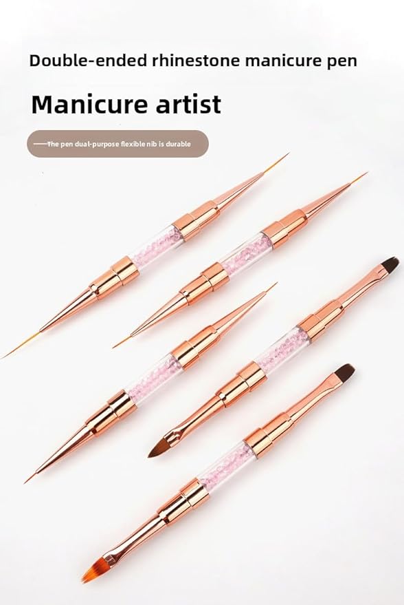 6pcs Double-Ended Nail Art Brushes Set - Professional Nail Design Tools for Acrylic & Gel Nails Gel Polish Art Nail Nail Dotting Brush Pen nail liner brush nail stamping kit
