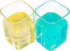Square Glass Cups 2-Pack, Creative Clear Square Juice Glass Tea Cup Milk Cup by KookiaHome
