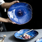 Nordic Ceramic Household Pottery Irregular Salad Platter Klin Glaze Dinner - Image 3