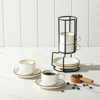 ONEMORE 2.5 Oz Espresso Cups Set of 4, Stackable Porcelain Coffee Cups by ONEMORECeramics