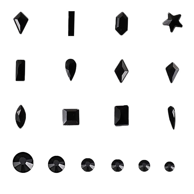3120Pcs Black Nail Art Rhinestones Crystal,HOINCO 3D Rhinestones Gems Jewels Diamond for Acrylic Nails for Nail Art DIY Crafts with Tweezers and Pen