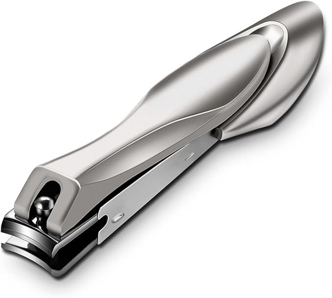 Nail Clippers with Catcher for Thick Toenails and Fingernail, Professional Sharp Nail Clippers for Men and Women Grey