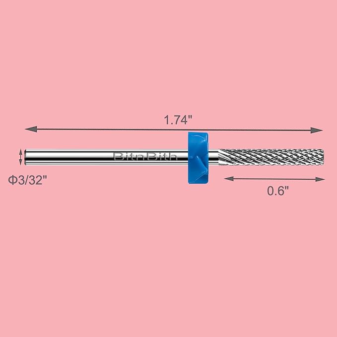 Nail Drill Bit Cuticle Professional Safety Nail Bit Tungsten Carbide Drill Bit 3/32",for Nail Prepare Nail Bed File Dead Skin Cleaning,Manicure 2-Way Rotate Nail Home Salon Supply,Medium