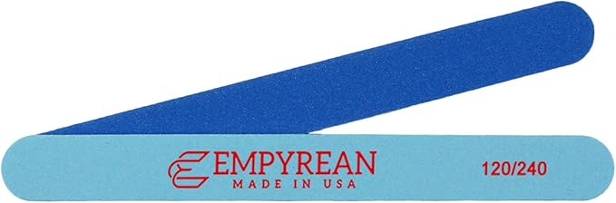 Empyrean Premium Nail Files | Made in USA | Coarse 120/240 Fine | Professionals Choice | Disinfectable Washable Reusable | Blue Nail File