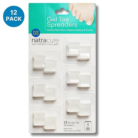 NatraCure Gel Toe Spacers - Helps with Bunions, Corns, Blisters, Rubbing & Overlapping Toes - Toe Separators for Women & Men to Correct Toes - 2 Pack