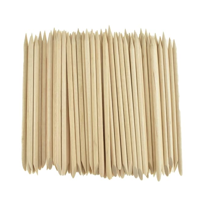 HAHIYO 4.5inches 100PCs Orange Wood Stick for Nail Wooden Nail Cuticle Pusher Stick Double Sided Cuticle Remover Manicure Pedicure Pusher Stick Wood Cuticle Stick for Nail Manicure Tool Nail Cleaning