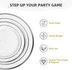 AOZITA 200Pcs Silver Plastic Plates, Disposable Plastic Party Plates - Image 3