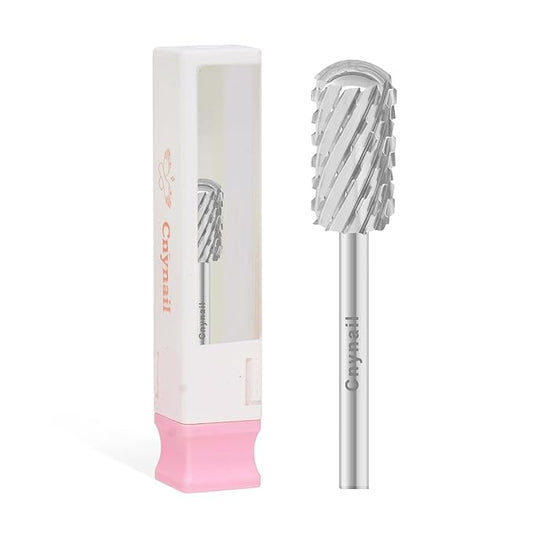 3/32" Large Barrel Smooth Round Top Tungsten Carbide Nail Drill Bit Safety Bit for Gel & Acrylic Removal, 2-Way Rotating Efile Tip, Salon Electric File Accessory (3XC Grit, Silver)