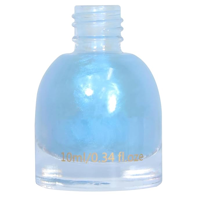 COSMOO Blue Shimmer Air Dry Nail Polish, Shimmer Blue Iridescent Quick Dry Nail Lacquer for Nail Art Varnish-10ml