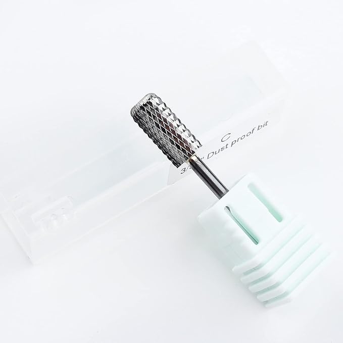 QUNZHAO Nail Drill Bits Dust Droof Bit Tungsten Steel Fast Remove Acrylic or Hard Gel 3/32" Shank - Manicure, Nail Art, Drill Machine (Coarse - C, Silver)