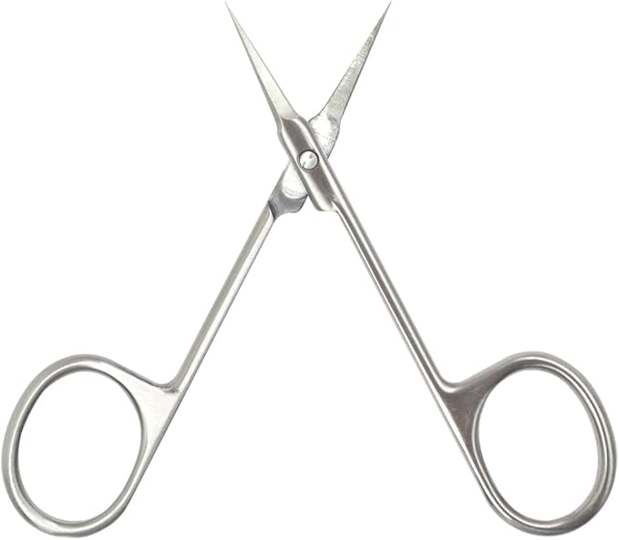 Cuticle Scissors Extra Fine Curved Blade Beauty Scissors for Eyebrow, Eyelash, Manicure, Pedicure and Dry Skin (Curved Tip)