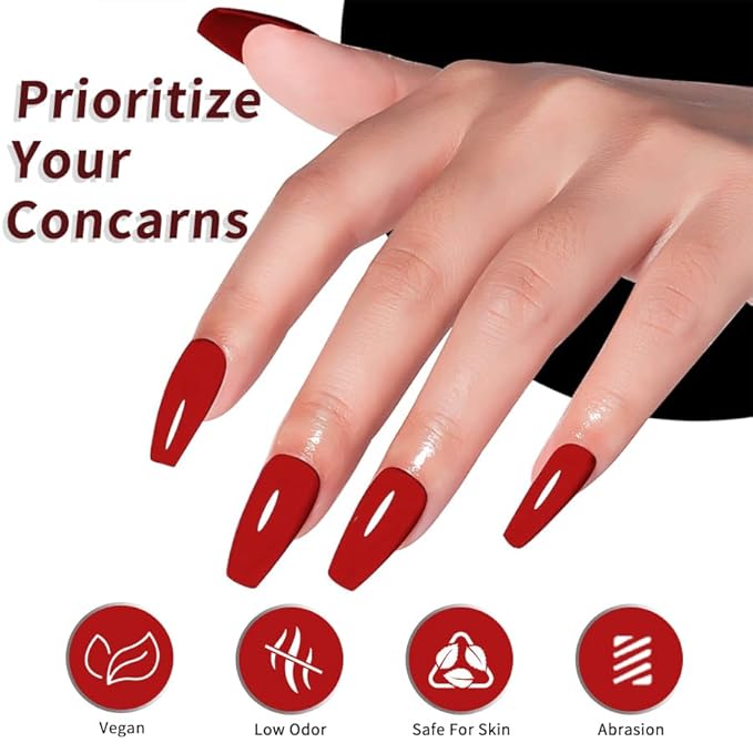 JR 9pcs 15ml Deep Red Burgundy Gel Polish Set Crimson Soak Off Polish Dark Cherry Gel Polish For Nail Salon Gift Red