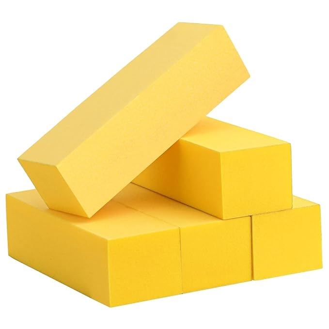 Maryton Nail Buffer Fine Grit Finishing Block, 240 Grit Professional Yellow Buffing Blocks for Natural Nails - Buff Nails Before Gel Polish, 5 Count