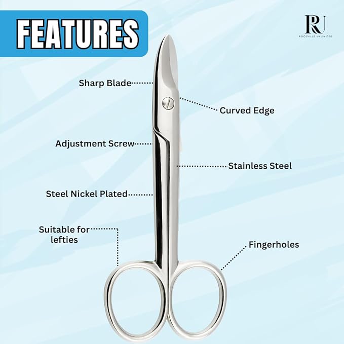 Nail Scissors Stainless Steel for Toenail Scissors Made in Germany for Precise Cutting of thick nails Pedicure Scissor for Manicure Pedicure & Ingrown Toenails Grooming Scissor for Men Women & Kids.