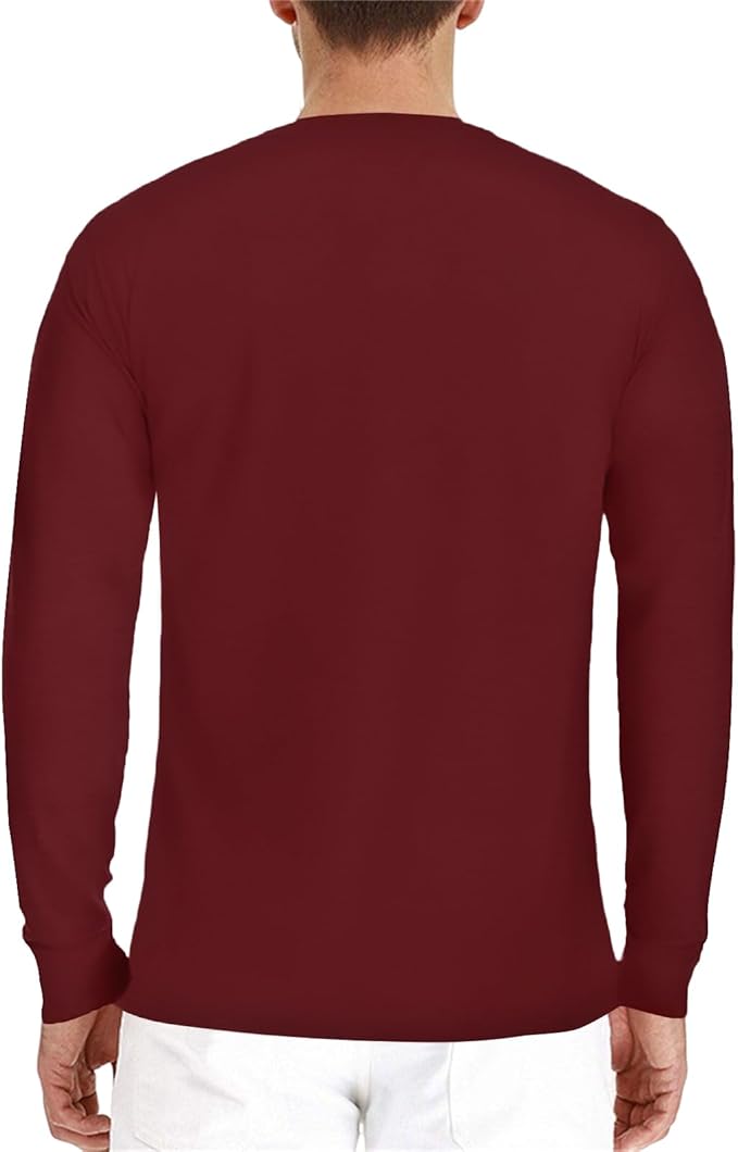 Lexiart Mens Fashion Henley Shirts Long Sleeve Button Cotton T-Shirt with Pocket