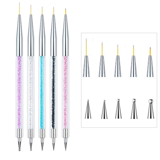 Nail Art Brushes 9Pcs Kit - Painting, Liner, Dotting Tools for Salon