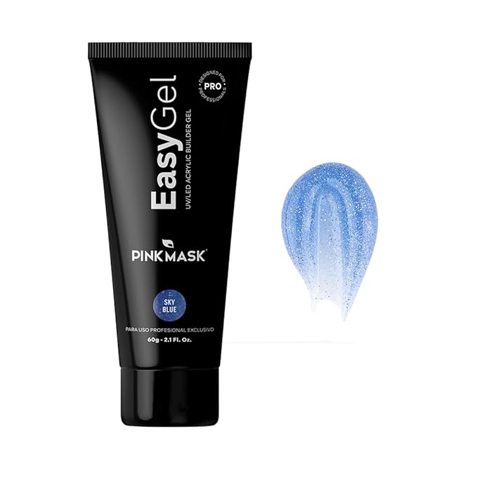 PINKMASK Easy Gel 2oz 60g-Sky Blue, Professional Builder Enhancement Gel-Quick Nail Extension for Beginner DIY, Nail Strengthener-Long Lasting-Salon Quality-Thickening Solution
