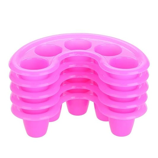 Nail Soaking Bowl, 5Pcs Five Holes Nail Art Tips Hand Soak Bowl Tray Soak Off Bowl Manicure Bowl Treatment Remover Manicure Soaking Tool for Nail Soak Off Nail Polishing, Rose Red