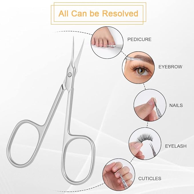 AOMIG Cuticle Scissors, Stainless Curved Blade Multi-purpose Sharp Small Scissors for Grooming, Eyebrow, Eyelash, Nose Hair, Nail, Manicure, Dry Skin