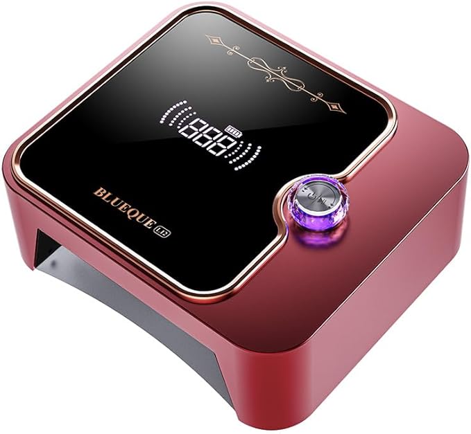 Cordless Rechargeable Nail Lamp 288W, Rechargeable UV Nail Dryer Gel Polish Curing Light with 4 Timers, Knob & Full LCD Display Screen, Magnetic Metal Mirror Base
