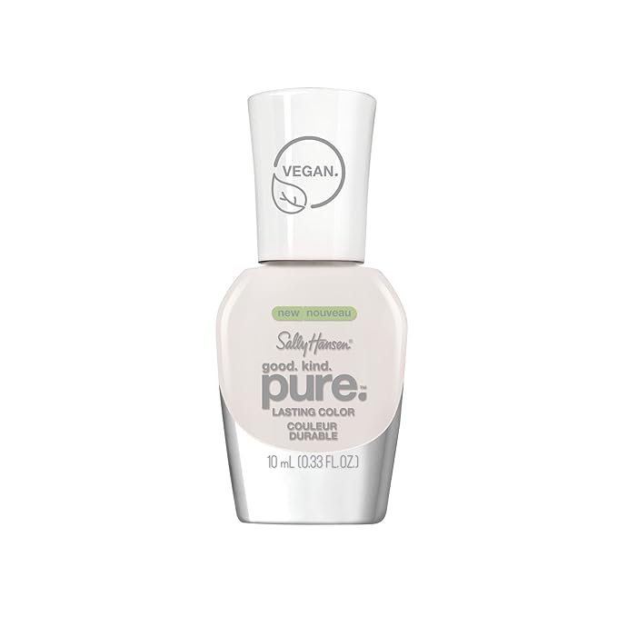 Sally Hansen Good. Kind. Pure. Nail Polish | Plant-Based, Vegan, 16-Free Formula | Opaque, Shiny | 110 White Tea | Creamy White Nail Color