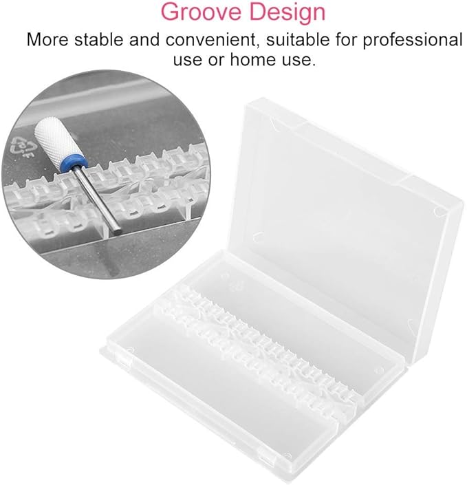 Nail Drill Bit Case, Nail Drill Bit Holder Stand Display Organizer 14 Holes Empty Nail Grinding Organizer Case Nail Art Polishing Grinding Drill Bit Holder Manicure Tool for Home Nail Salon Use