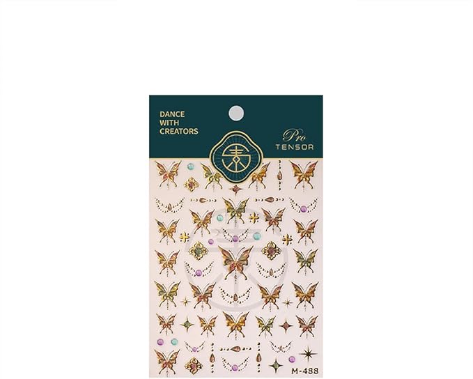 Gold Butterfly Nail Art Stickers - 5D Embossed Butterflies & Flowers Nail Decals - Self Adhesive Luxury Shiny Nail Design Stickers for Women & Men Manicure Decoration