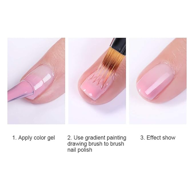 SILPECWEE 1Pc Acrylic Nail Ombre Brush Kolinsky Gradient Design Handle UV Gel Polish Nail Art Painting Lace Pen Manicure Salon Tools