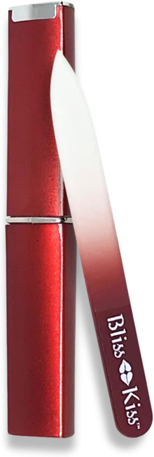 Bliss Kiss Simply Czech Crystal Glass Nail File case and Sleeve | Small File Gentle for Natural Nails, Durable Manicure Tool, Perfect for Travel, Emery Boards Alternative