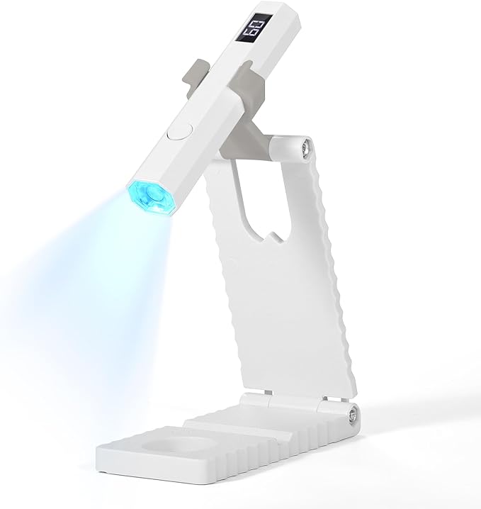 SAVILAND Essentials Hands-Free UV Nail Lamp with Stand: Flash Cure Lamp with 20s/60s Countdown Timer LCD Display 200 mAh Rechargeable LED Nail Light for Gel Nails Polish Rhinestone Decoration DIY Home