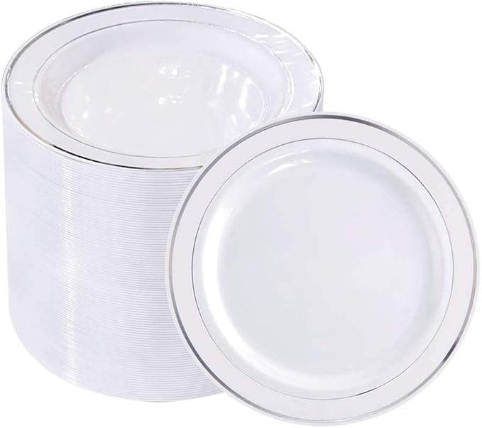 bUCLA 100Pieces Silver Plastic Plates by BUCLA