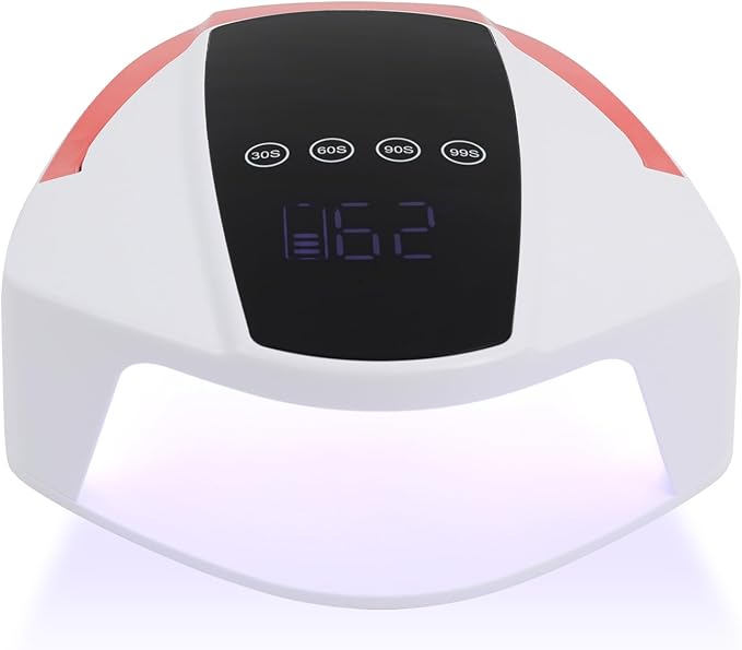 Cordless Nail Lamp with 4 Timers & Portable Handle LCD Display Professional Quick Dry Gel Polish Curing Lamp 96W Rechargeable Light Cures All Gels 48 Beads for Salon, Home