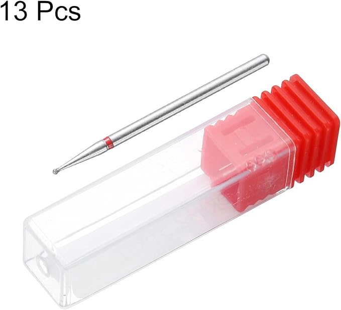 HARFINGTON 13pcs 200-230 Grits Diamond Grinding Bit 1mm Ball Head 2.35mm Shank 1mm Length Stone Sanding Drill Bits Rotary Tool for Ceramic Glass Nails Grinding Polishing