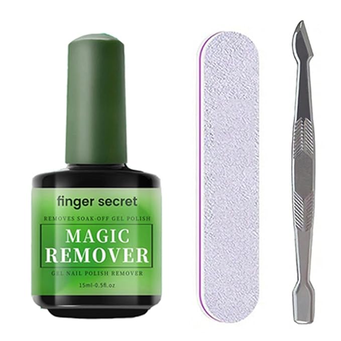 Gel Nail Polish Remover Kit, Fast Efficient Gel Polish Remover for Tough Gel, No Damage to nails Remove Soak Off Nail Gel Polish Portable Magic remover -0.5oz