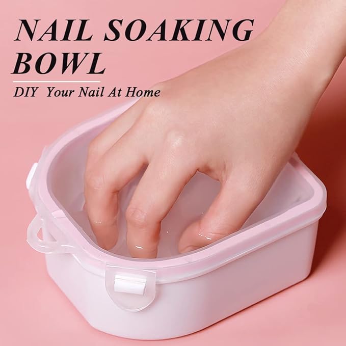 Nail Soaking Bowl, Gel Nail Polish Remover Kit, Manicure Bowl for Hand, Dip Powder Remover Tools, Nail Soak Off Bowl for Acrylic Nails, Nail Brush, Cuticle Pusher, Cuticle Peeler, 100/180 Nail File, Buffer Block-Black